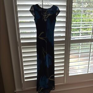 Elegant Blue Floral Women's Dress